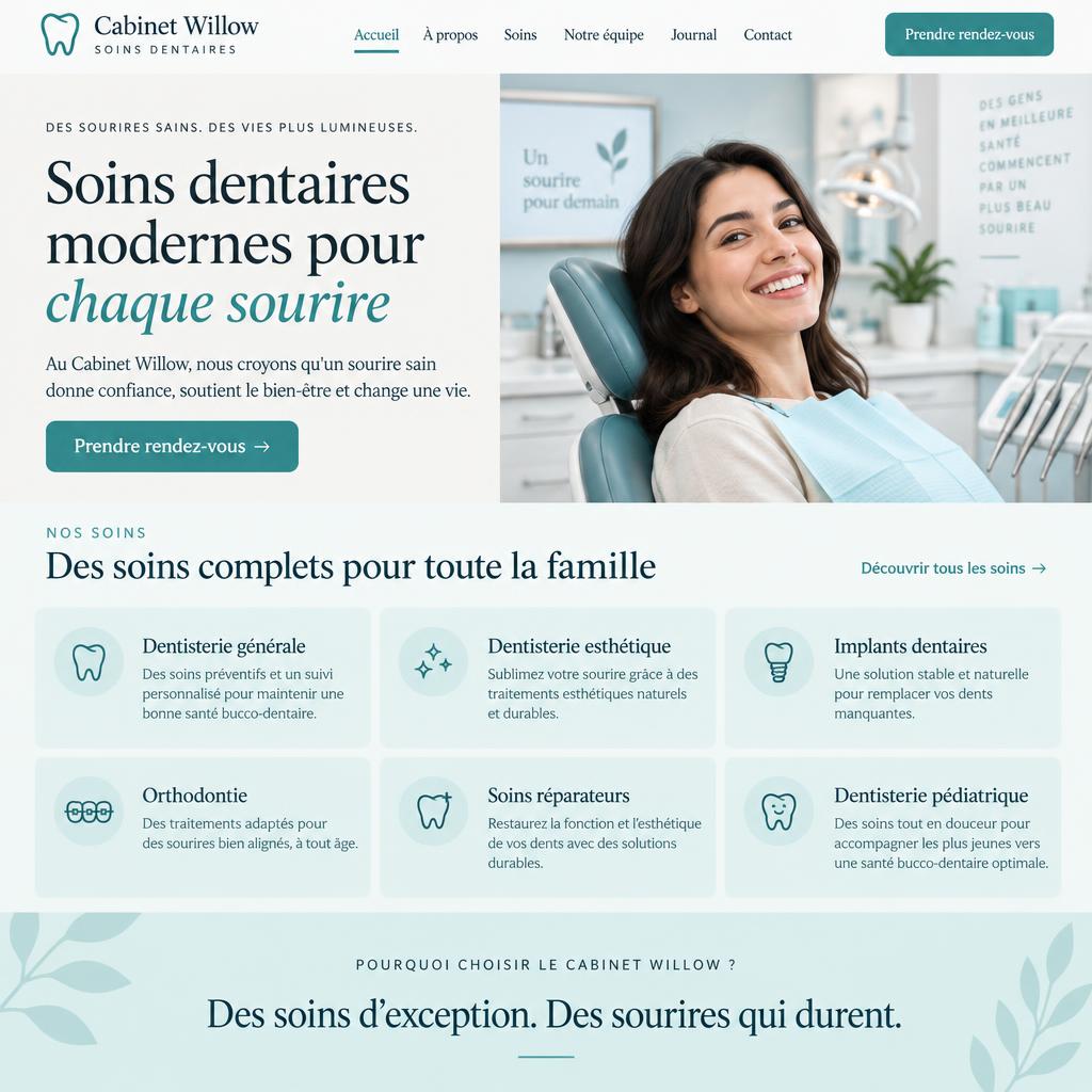 Concept de site web pour Cabinet Willow