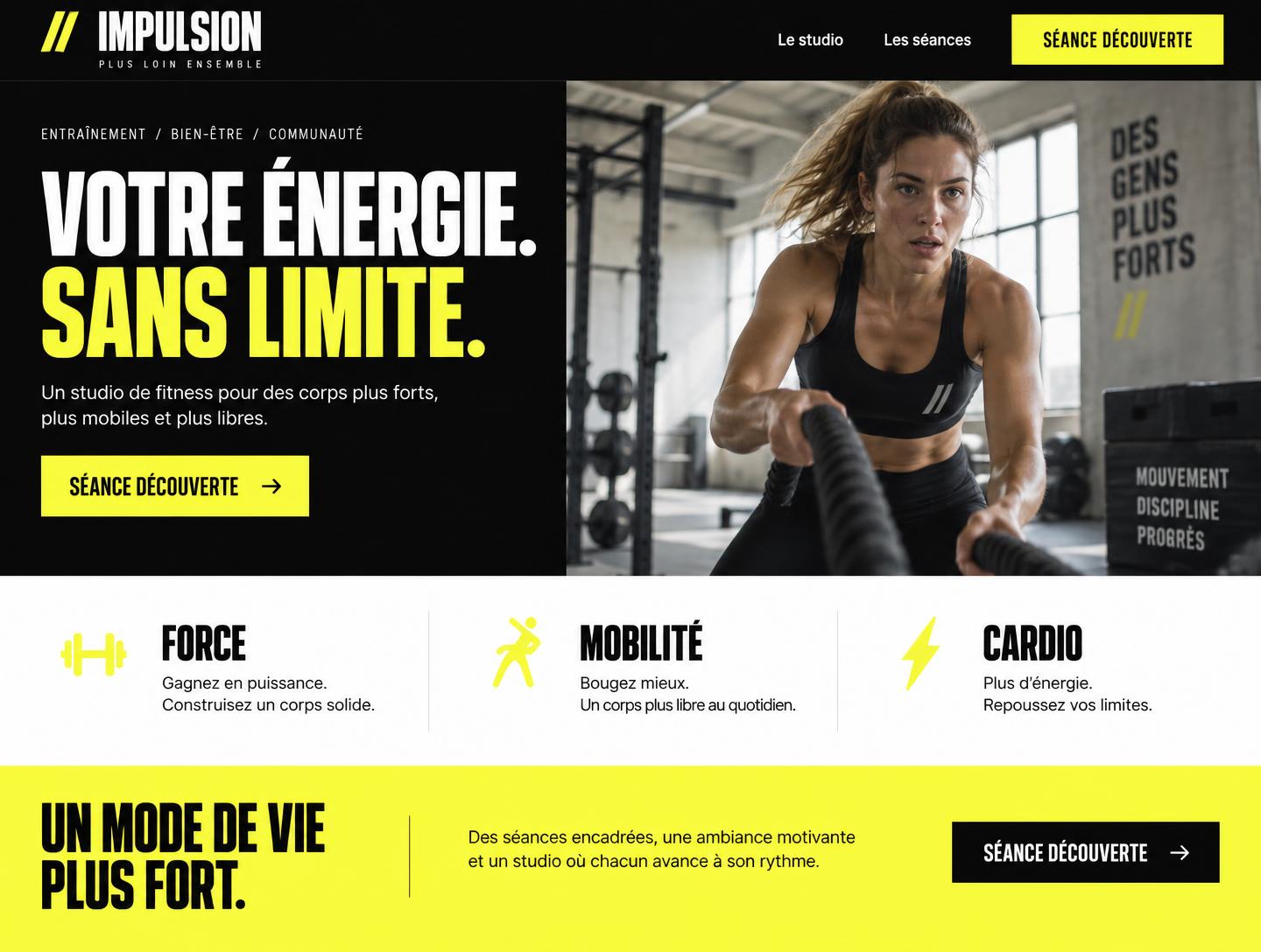 Concept de site web pour Impulsion