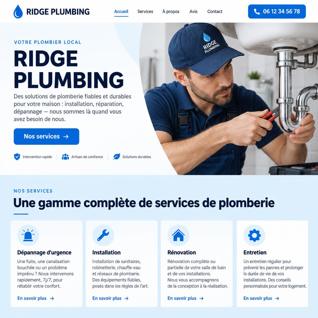 Concept de site web pour Ridge Plumbing
