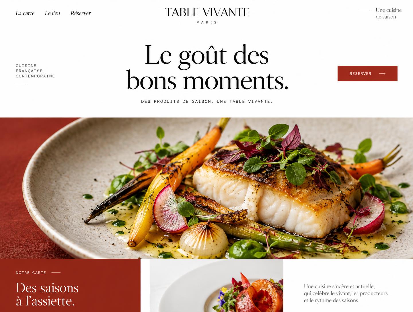 Concept de site web pour Table Vivante